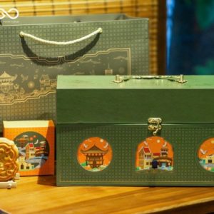 Hộp 2 tầng có quai xách đựng bánh trung thu Non Nước