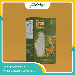 In hộp giấy nắp mở đáy gài đựng gạo ST25